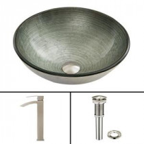 Glass Vessel Sink in Simply Silver and Duris Faucet Set in Brushed Nickel
