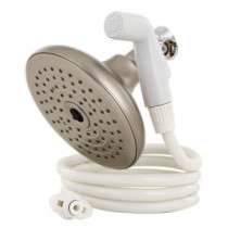 Convertible Rainfall 2-in-1 1-Spray 6 in. Fixed Shower Head with Detachable Hose in Satin Nickel