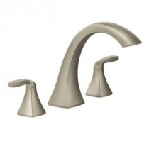 Voss 2-Handle Deck-Mount High-Arc Roman Tub Faucet Trim Kit in Brushed Nickel (Valve Sold Separately)