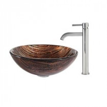 Gaia Glass Vessel Sink in Multicolor and Ramus Faucet in Chrome
