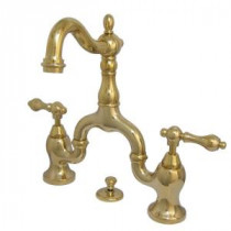 Victorian 8 in. Widespread 2-Handle High-Arc Bridge Bathroom Faucet in Polished Brass
