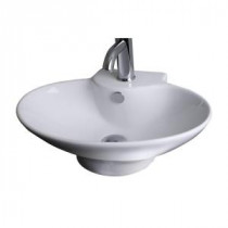 21-in. W x 15-in. D Above Counter Oval Vessel Sink In White Color For Single Hole Faucet