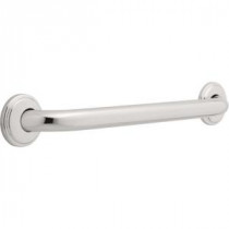 18 in. x 1-1/4 in. Concealed Mounting Grab Bar with Decorative Flange in Bright Stainless Steel