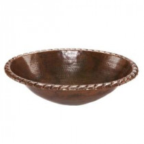 Self-Rimming Oval Roped Rim Hammered Copper Bathroom Sink in Oil Rubbed Bronze