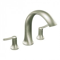 Fina 2-Handle Deck-Mount Roman Tub Faucet Trim Kit in Brushed Nickel (Valve Sold Separately)