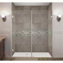 Nautis GS 68 in. x 72 in. Completely Frameless Hinged Shower Door with Glass Shelves in Chrome