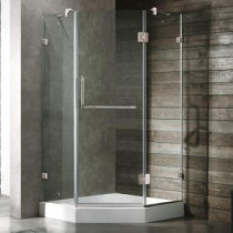 Piedmont 36.125 in. x 78.75 in. Frameless Neo-Angle Shower Enclosure in Brushed Nickel with Base in White