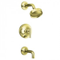 Rite-Temp 1-Spray 1-Handle Pressure-Balance Tub and Shower Faucet Trim Kit in Vibrant French Gold (Valve Not Included)