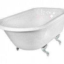 60 in. Wall-tapped Roll Top Tub with White Ball and Claw Feet