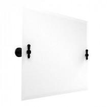 Retro-Wave Collection 26 in. x 21 in. Rectangular Landscape Single Tilt Mirror with Beveled Edge in Matte Black