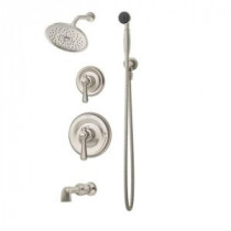 Degas 2-Handle 3-Spray Tub and Shower Faucet with Hand Shower in Satin Nickel