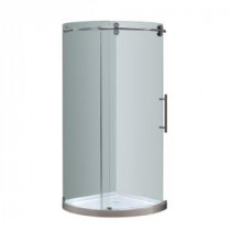 Orbitus 36 in. x 36 in. x 77-1/2 in. Completely Frameless Round Shower Enclosure in Chrome with Right Opening and Base