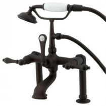 Lever 3-Handle Deck-Mount High-Risers Claw Foot Tub Faucet with Hand Shower in Oil Rubbed Bronze