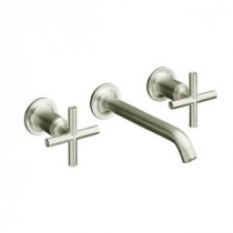 Purist Wall Mount 2-Handle Low-Arc Bathroom Faucet Trim Kit in Vibrant Brushed Nickel (Valve Not Included)