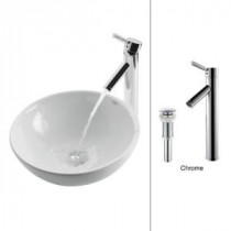 Vessel Sink in White with Sheven Faucet in Chrome