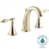 Finial Traditional 8 in. Widespread 2-Handle High-Arc Bathroom Faucet in Vibrant French Gold with Lever Handles
