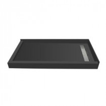 34 in. x 60 in. Double Threshold Shower Base with Right Drain and Tileable Trench Grate