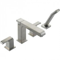 Arzo 2-Handle Deck-Mount Roman Tub Faucet with Hand Shower Trim Kit Only in Stainless (Valve Not Included)