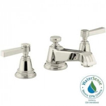 Pinstripe 8 in. Widespread 2-Handle Bathroom Faucet in Vibrant Polished Nickel with Lever Handles