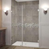 Nautis GS 47 in. x 72 in. Frameless Hinged Shower Door in Stainless Steel with Glass Shelves