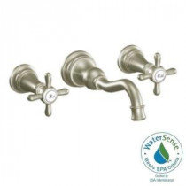 Weymouth 2-Handle Wall Mount High-Arc Bathroom Faucet in Brushed Nickel (Valve Not Included)