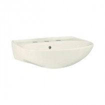 Sacramento 9 in. Wall-Hung Pedestal Sink Basin in Biscuit