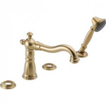 Victorian 2-Handle Deck-Mount Roman Tub Faucet & Hand Shower Trim Kit in Champagne Bronze (Valve & Handles Not Included)