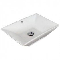 21.5-in. W x 15-in. D Above Counter Rectangle Vessel Sink In White Color For Deck Mount Faucet
