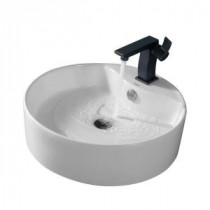 Round Ceramic Sink in White with Sonus Basin Faucet in Oil Rubbed Bronze