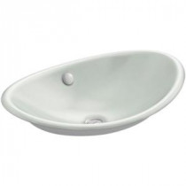 Iron Plains Vessel Sink in Sea Salt with White Painted Underside