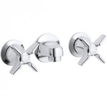 Triton Commercial 2-Handle Wall Mount Bathroom Faucet with Low-Arc in Polished Chrome