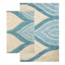 Davenport 21 in. x 34 in. and 24 in. x 40 in. 2-Piece Bath Rug Set in Aquamarine