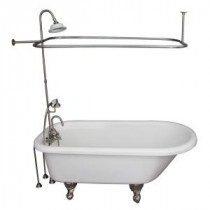 5.6 ft. Acrylic Ball and Claw Feet Roll Top Tub in White with Brushed Nickel Accessories