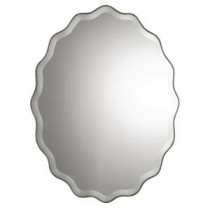 40 in. x 30 in. Antiqued Silver Wood Oval Framed Mirror