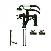 3-Handle Deck-Mount Claw Foot Tub Faucet with Hand Shower Combo Set in Oil Rubbed Bronze