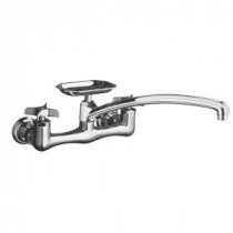 Clearwater 8 in. Wall-Mount 2-Handle Low-Arc Supply Bathroom Faucet in Polished Chrome