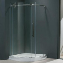 Sanibel 40.5 in. x 79.5 in. Frameless Bypass Round Shower Enclosure in Chrome with Right Base