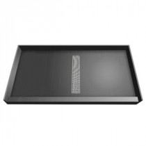 42 in. x 60 in. Single Threshold Shower Base with Center Drain and Polished Chrome Trench Grate