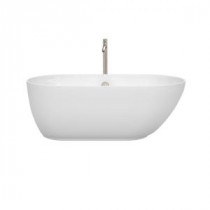 Melissa 5 ft. Center Drain Soaking Tub in White with Brushed Nickel Floor Mounted Faucet