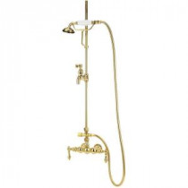 TW27 3-Handle Claw Foot Tub Faucet with Hand Shower in Polished Brass