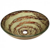 Glass Vessel Sink in Gold and Red Swirl Foil Undertone
