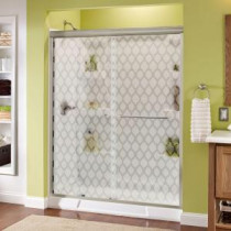 Simplicity 60 in. x 70 in. Semi-Framed Sliding Shower Door in Nickel with Ojo Glass