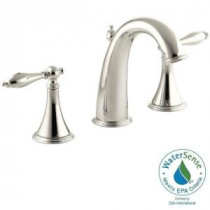 Finial Traditional 8 in. Widespread 2-Handle High-Arc Bathroom Faucet in Polished Nickel with Lever Handles