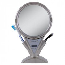 8.75 in. x 13.5 in. Power Zoom Lighted Fogless Shower Mirror in Stainless Steel