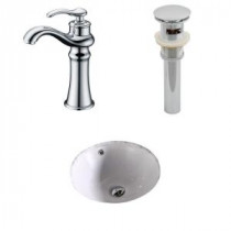 Round Undermount Bathroom Sink Set in White with Deck Mount cUPC Faucet and Drain
