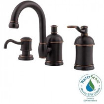 Amherst 8 in. Widespread Single-Handle High-Arc Bathroom Faucet with Soap Dispenser in Tuscan Bronze