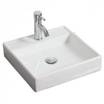 17.5-in. W x 17.5-in. D Above Counter Square Vessel Sink In White Color For Single Hole Faucet