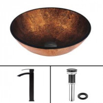 Glass Vessel Sink in Russet and Duris Faucet Set in Matte Black