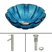 Glass Vessel Sink in Mediterranean Seashell and Dior Faucet Set in Brushed Nickel
