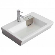 26-in. W x 18-in. D Wall Mount Rectangle Vessel Sink In White Color For Single Hole Faucet
